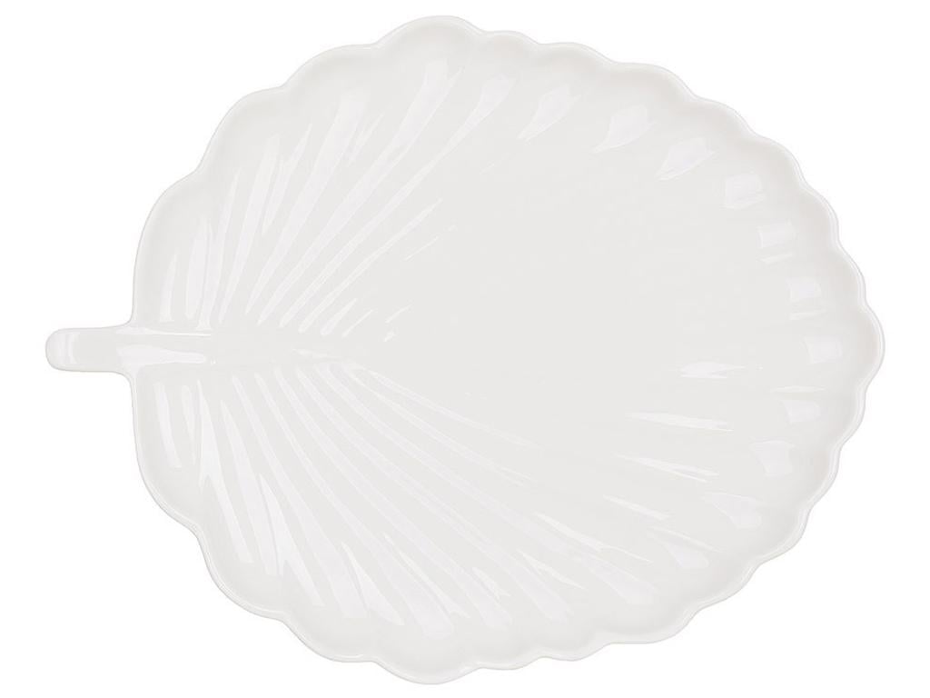 Блюдо фарфоровое сервировочное Лист 26х20,8х2 см Белый (BDI-988-447)