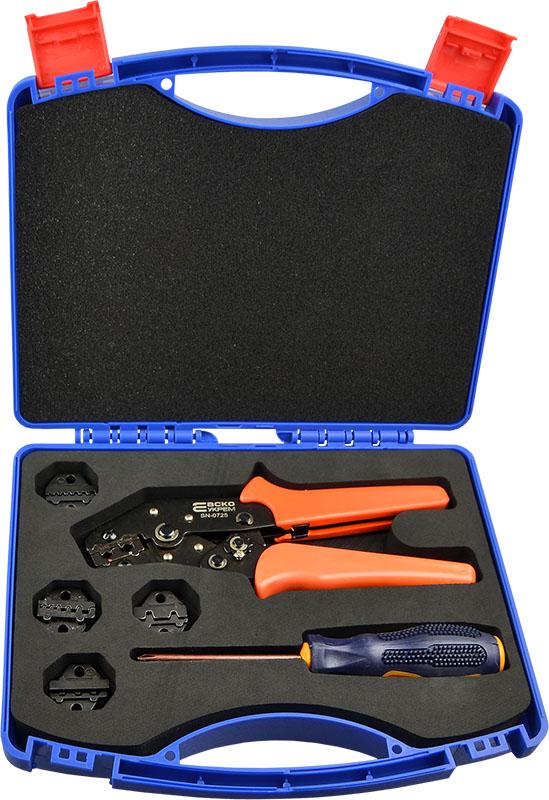 Набор инструментов АСКО-УКРЕМ SN0725-5D1 кримпер SN-0725 сменные матрицы/отвертка крестовая Ø5х75 мм в кейсе (A0170010157)