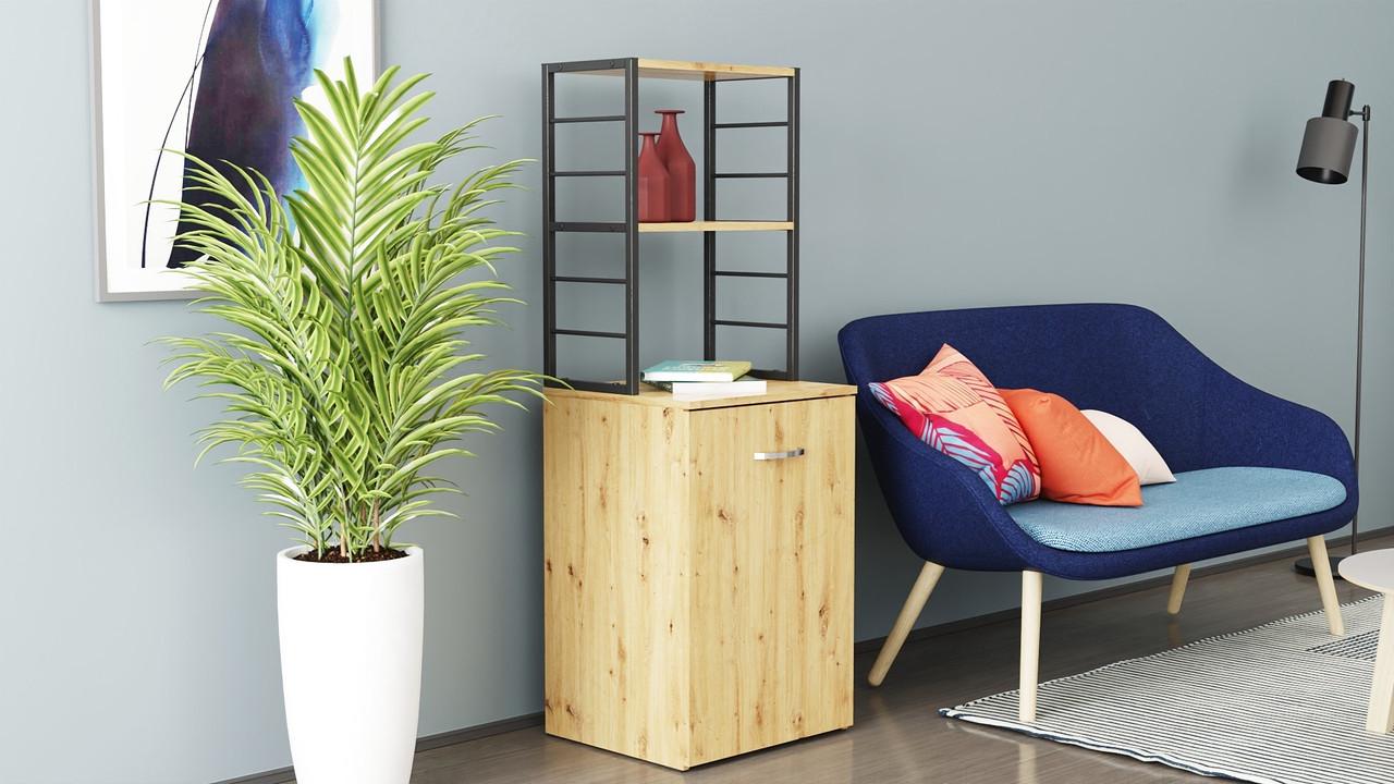 Стіл-тумба трансформер Ferrum-decor Смарт 4/1 з етажеркою метал/ДСП 16 мм 1430x1450x500 мм Чорний/Дуб Артизан (FRD-105128) - фото 8 Стіл-тумба трансформер Ferrum-decor Смарт 4/1 з етажеркою метал/ДСП 16 мм 1430x1450x500 мм Чорний/Дуб Артизан (FRD-105128) - фото 8