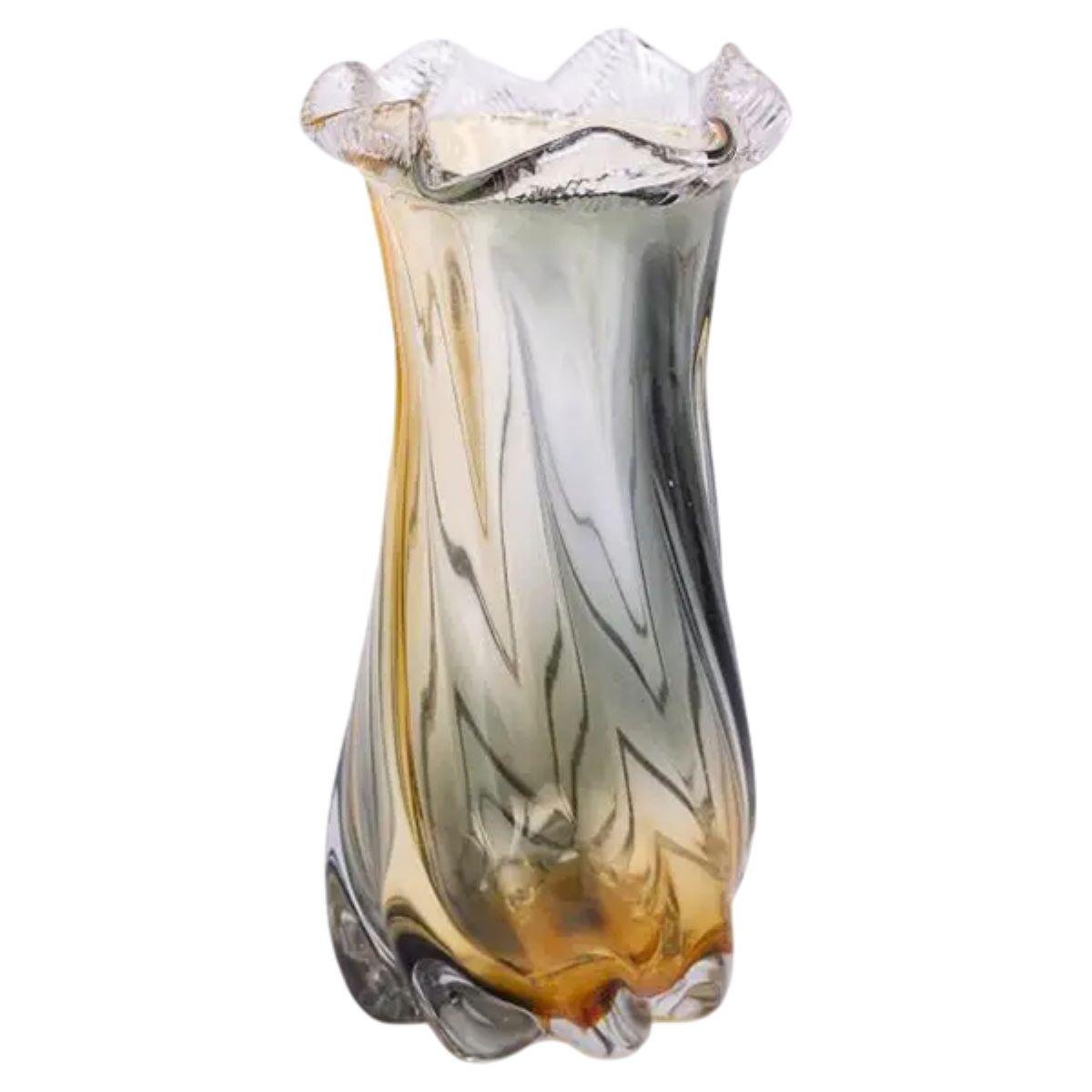 Ваза декоративная для цветов стеклянная ваза из цветного стекла 26 см 1,2 л Желто-серый (HP-9-11)