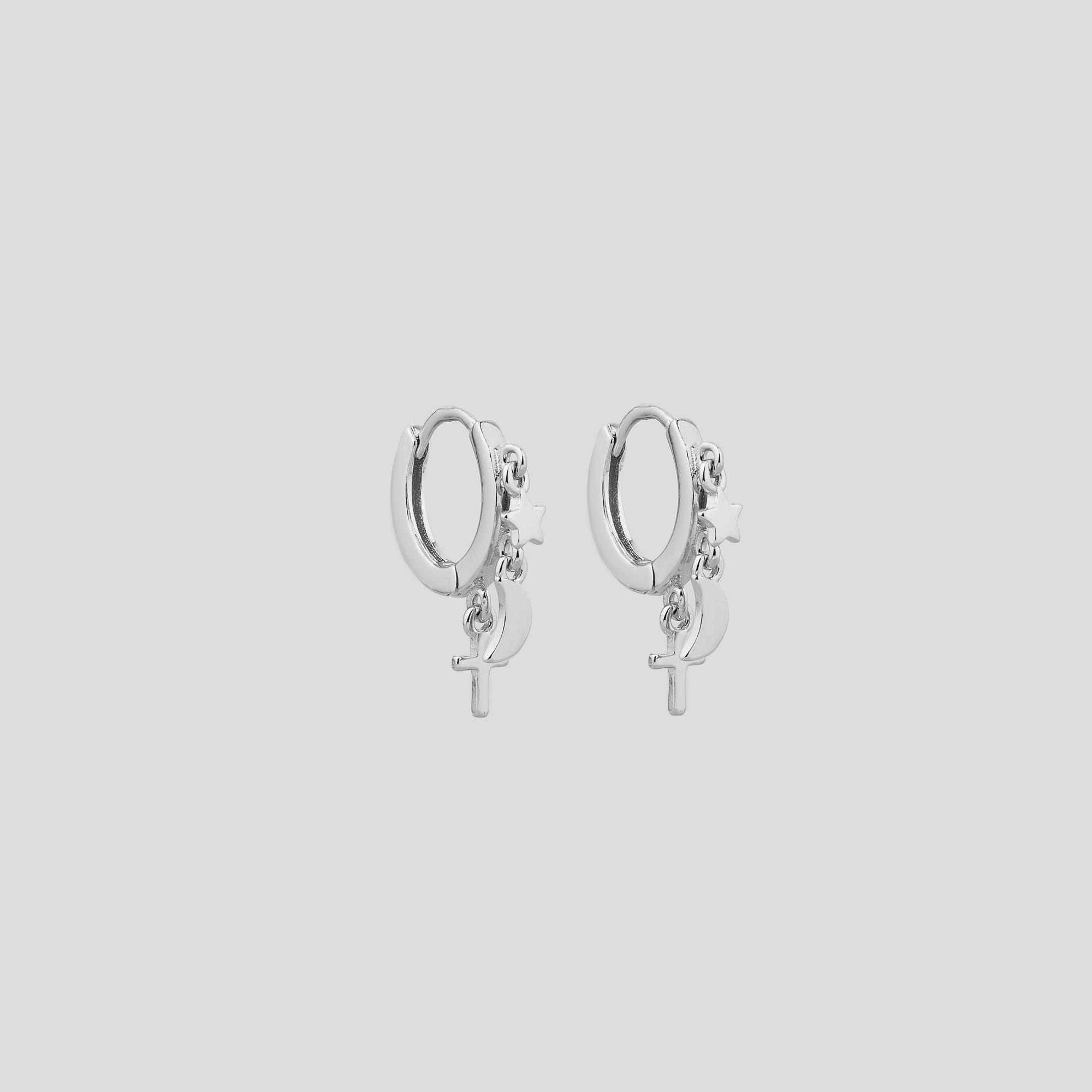 Серебряные серьги Minimal Лунная Ночь (6701)
