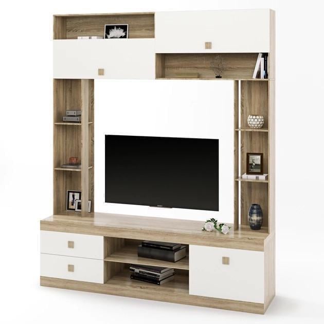 Стенка для гостиной Эверест Соната Дуб сонома/Белый (ЕВ20190) Стенка для гостиной Эверест Соната Дуб сонома/Белый (ЕВ20190)