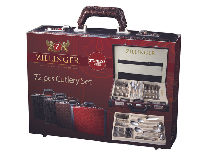 Набор столовых приборов Zillinger 72 предмета в чемодане (ZL 72 G Versa)