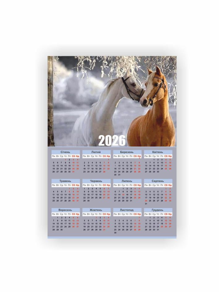 Календар-плакат Vivay Рік коня А3 2026 рік (5523)