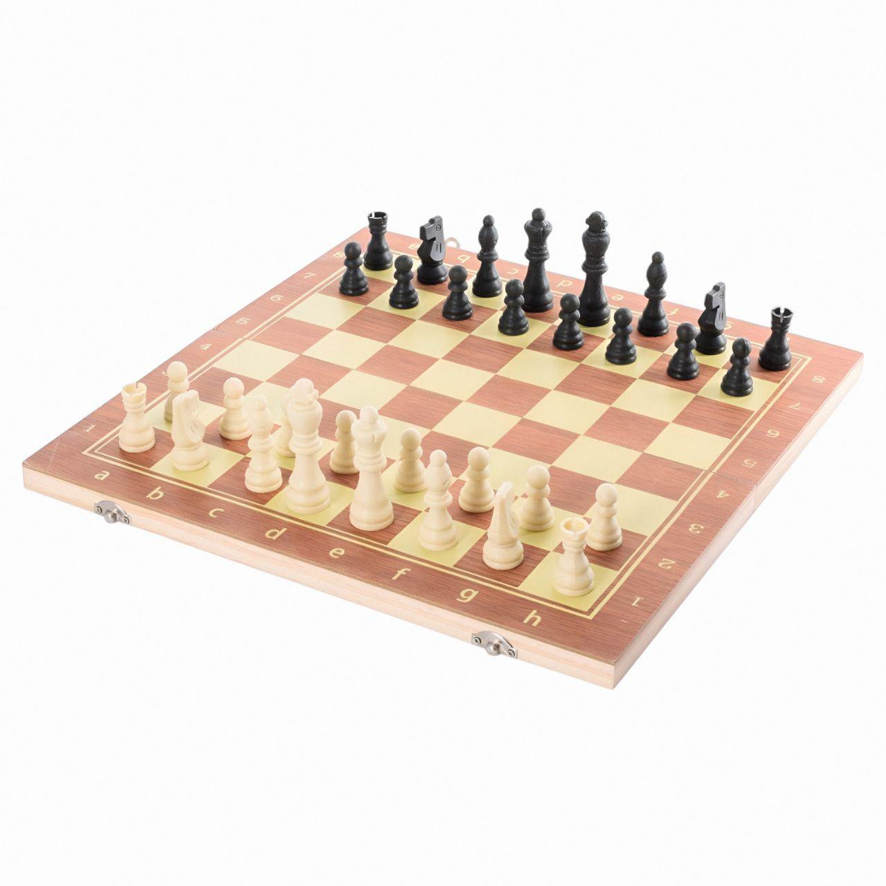 Шахматы шашки и нарды QP002 3в1 из натурального дерева Коричневый (27480075)