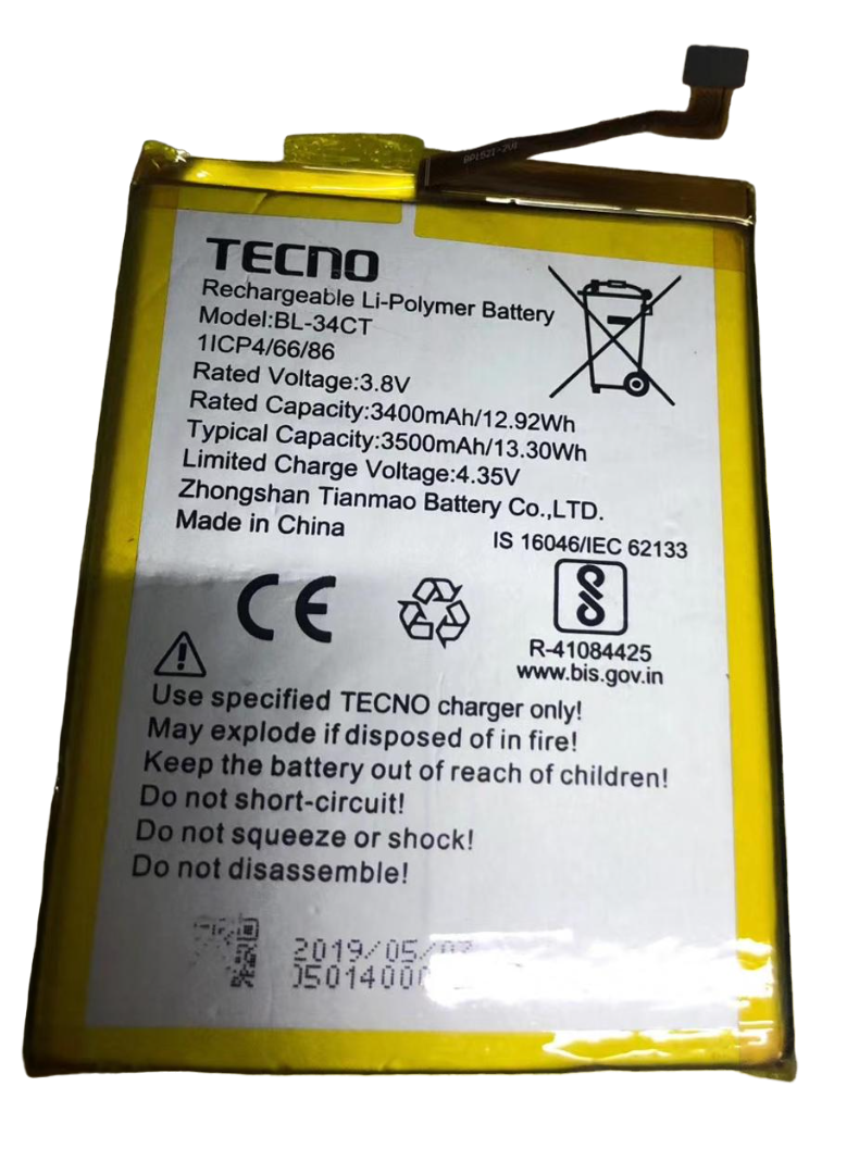 Батарея Tecno Camon 11S CB7 BL-34CT PRC