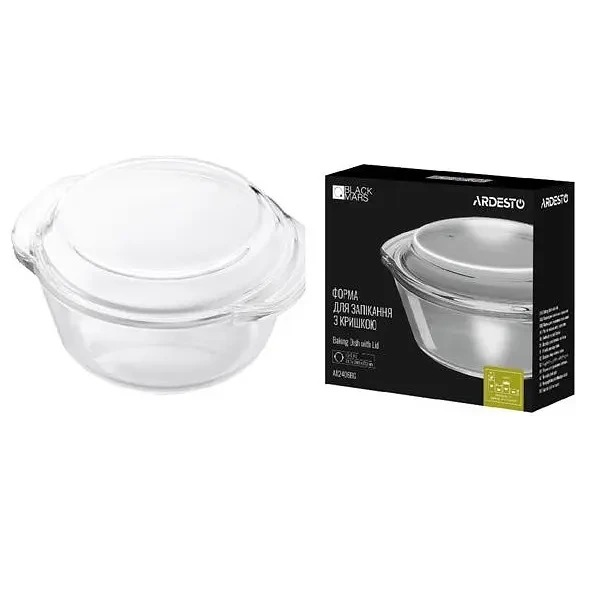 Форма жаропрочная Ardesto для запекания с крышкой круглая 1,5 л 23,3х20/6х10,2 см Black Mars (AR2406BG)