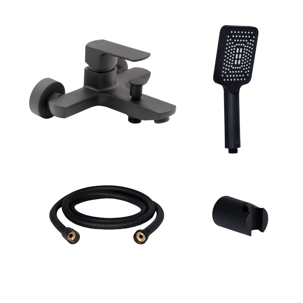 Комплект Qtap Lipno смеситель для ванны QTNH3023101DCB/душевой комплект QTNH3023101DCB47271 Черный (SD00053395)
