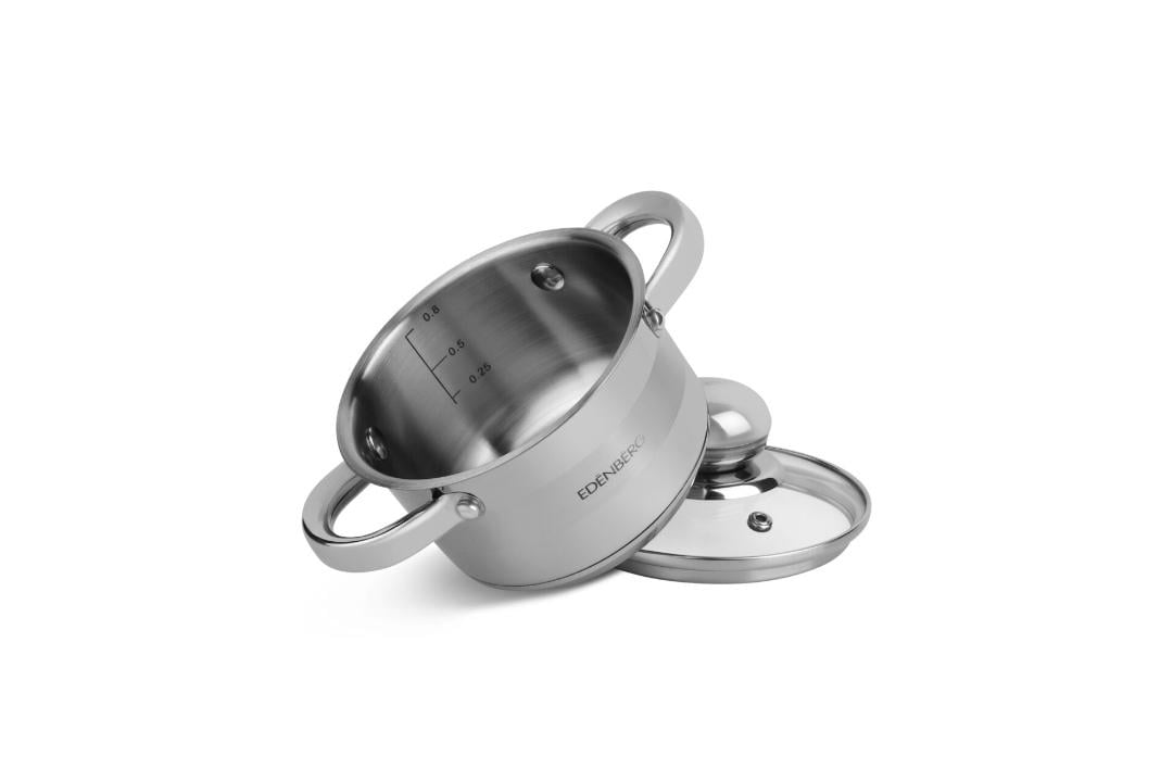 Каструля з кришкою Edenberg EB-3001 із нержавіючої сталі 0,8 л - фото 3 Каструля з кришкою Edenberg EB-3001 із нержавіючої сталі 0,8 л - фото 3