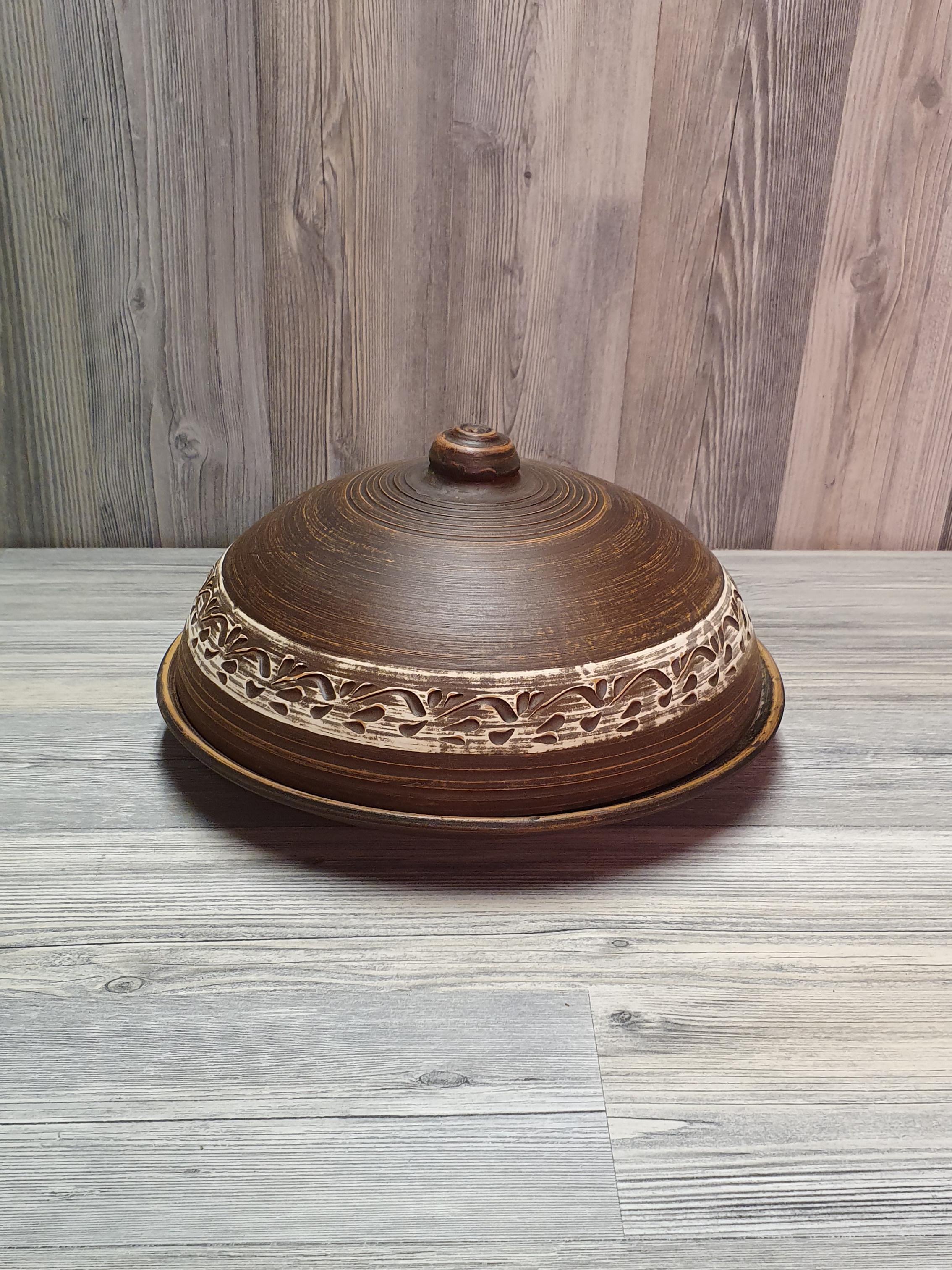 Блюдо с крышкой для блинов глиняное (5245) - фото 7 Блюдо с крышкой для блинов глиняное (5245) - фото 7