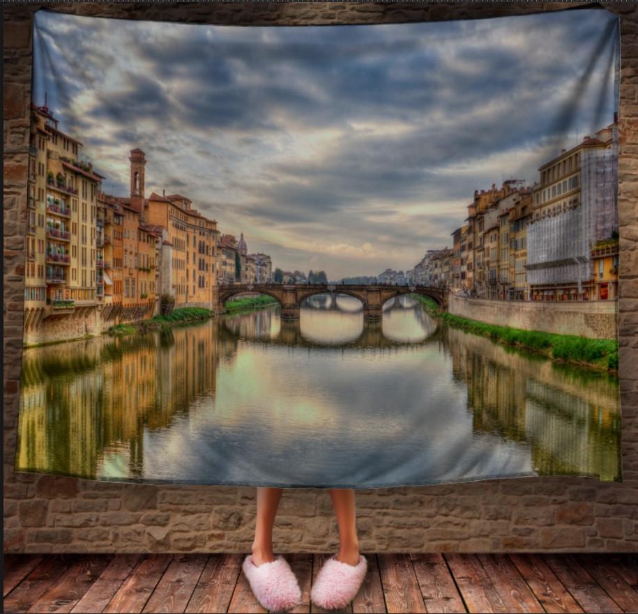 Плед с 3D принтом Мосты Флоренции 150x200 см (epi_0708)