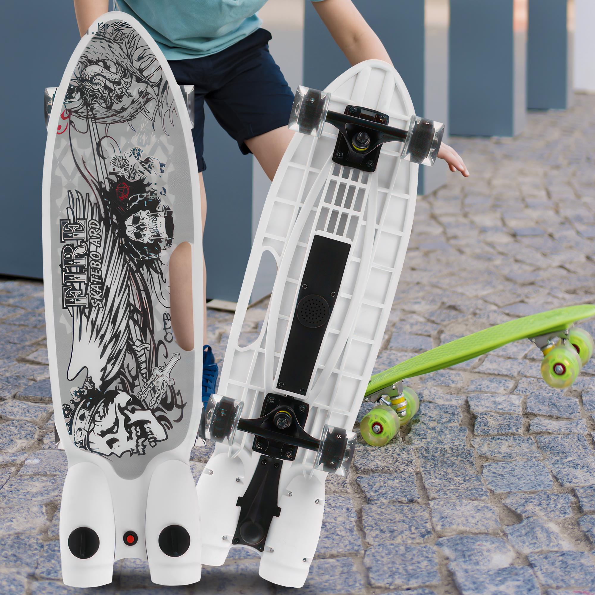 Скейтборд з ефектом диму колеса зі світловими та музичними ефектами Fire Skatebo Art Білий (НКП) - фото 2