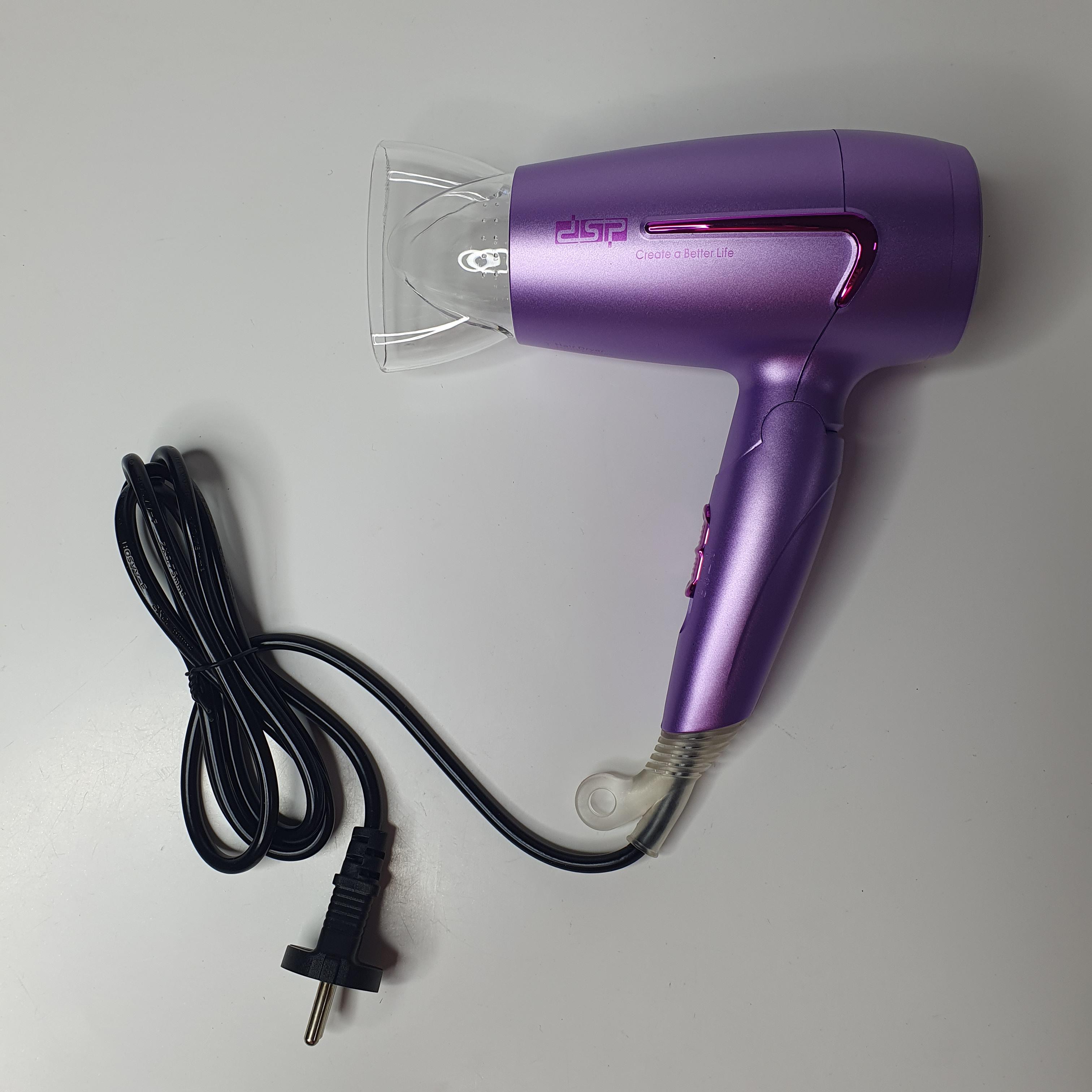 Фен дорожный DSP для сушки и укладки волос компактный портативный со складной ручкой 1200 Вт Фиолетовый (DSP-30299)
