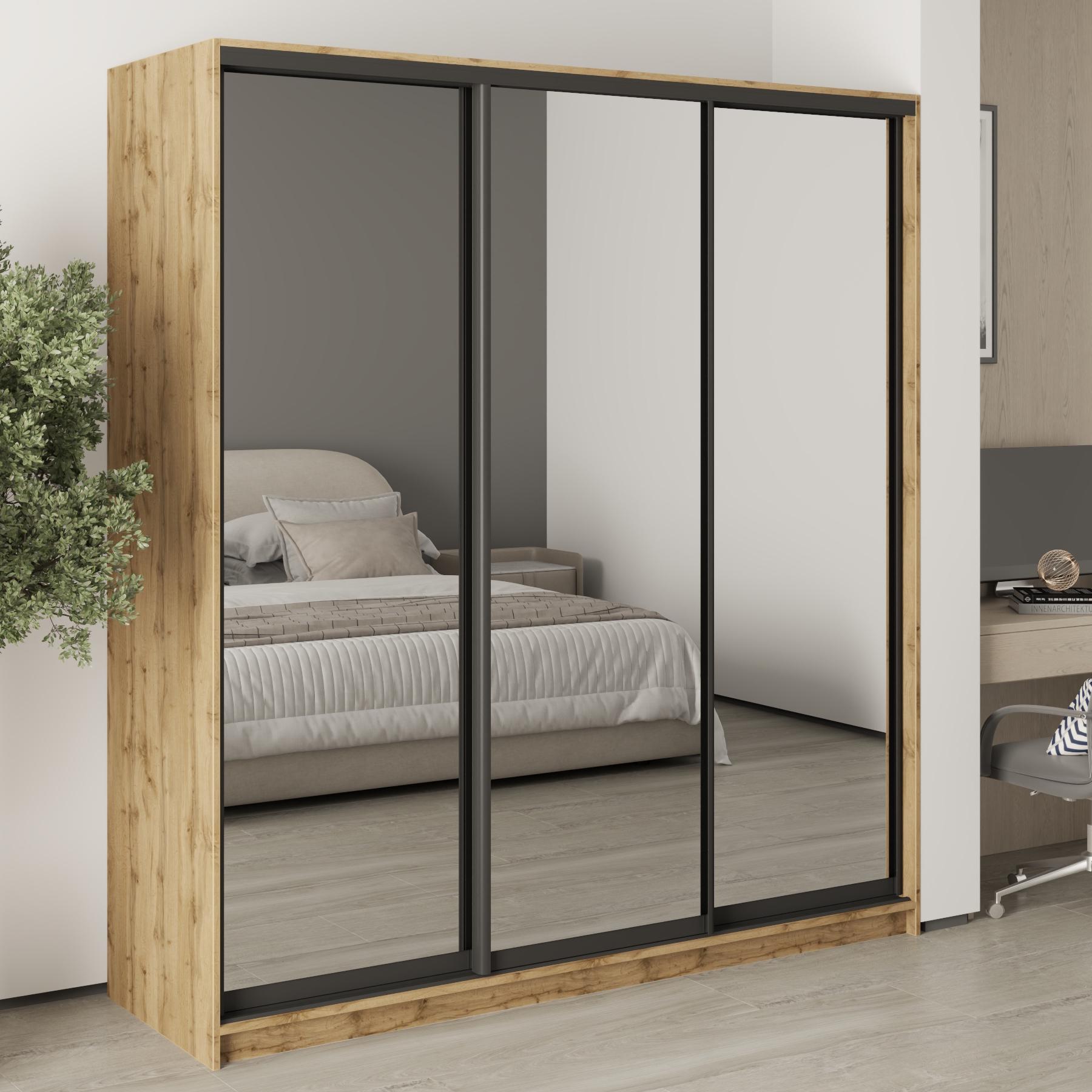 Шкаф-купе трехдверный MebelStar Стандарт BG 3 Зеркала 190x45x210 см Дуб тахо (MBS-8533)