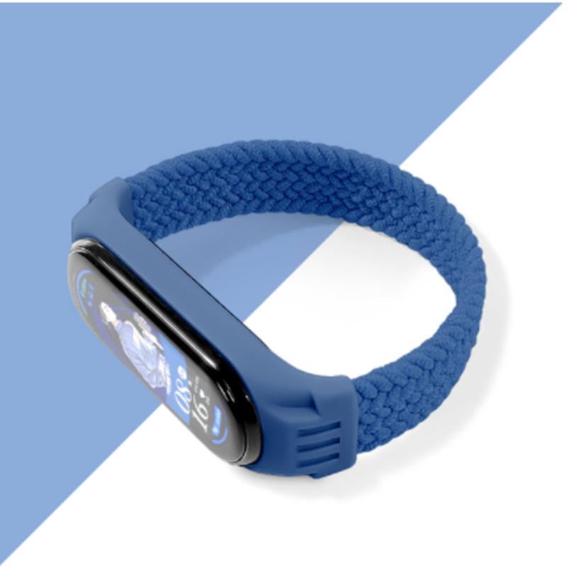 Монобраслет MRK Braided Solo Loop тканевый для фитнес браслета Xiaomi Mi Band 6/5/4/3 M 160 мм Синий