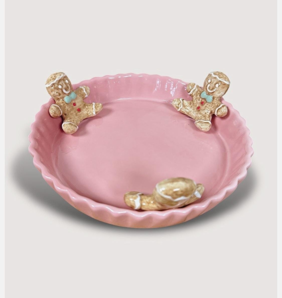 Блюдо керамическое Рождественские пряники 23 см Розовый (40179)