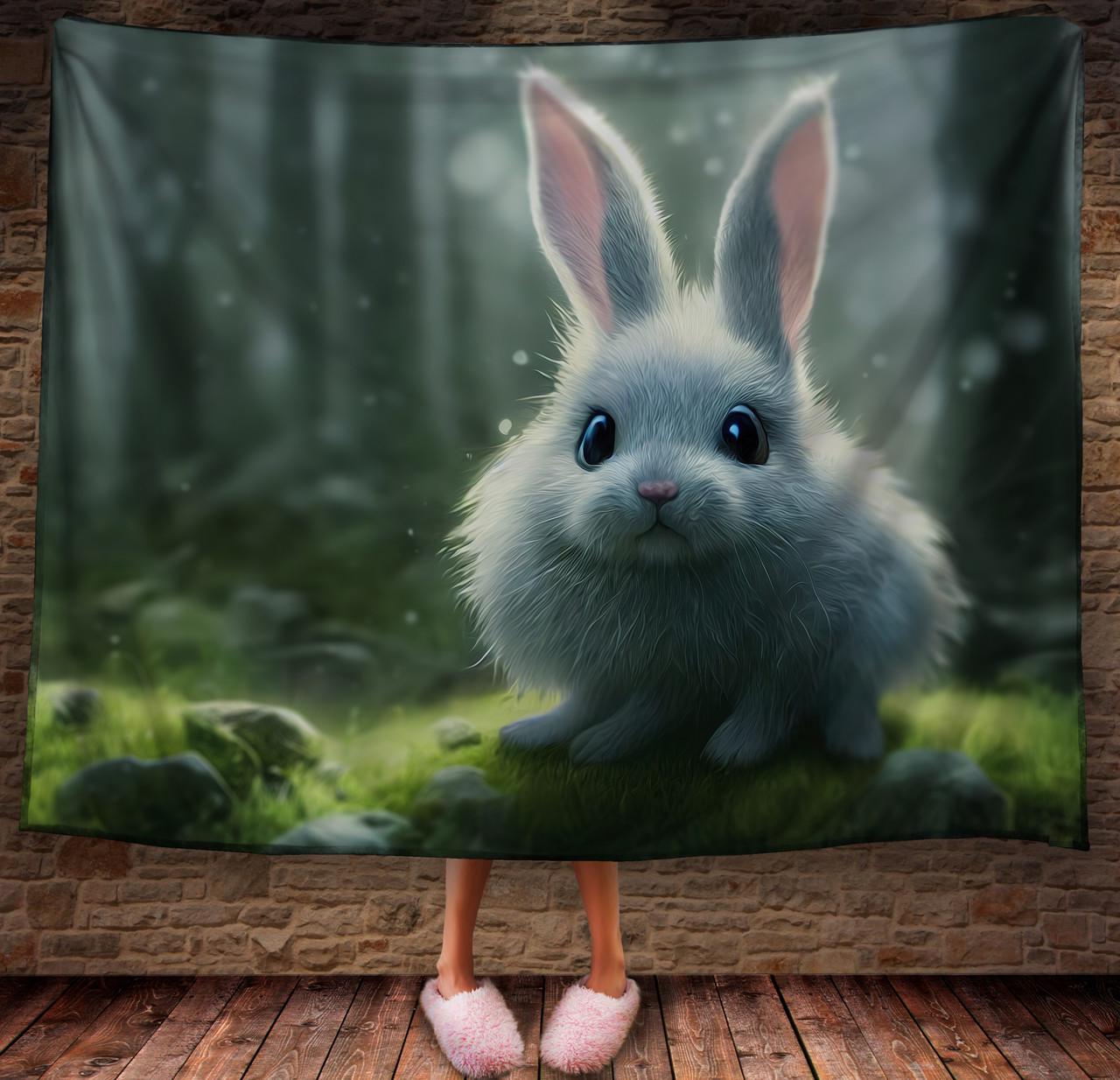 Плед с 3D принтом 36 Кролик в зимнем сказочном лесу 150х200 см (epi_1848)