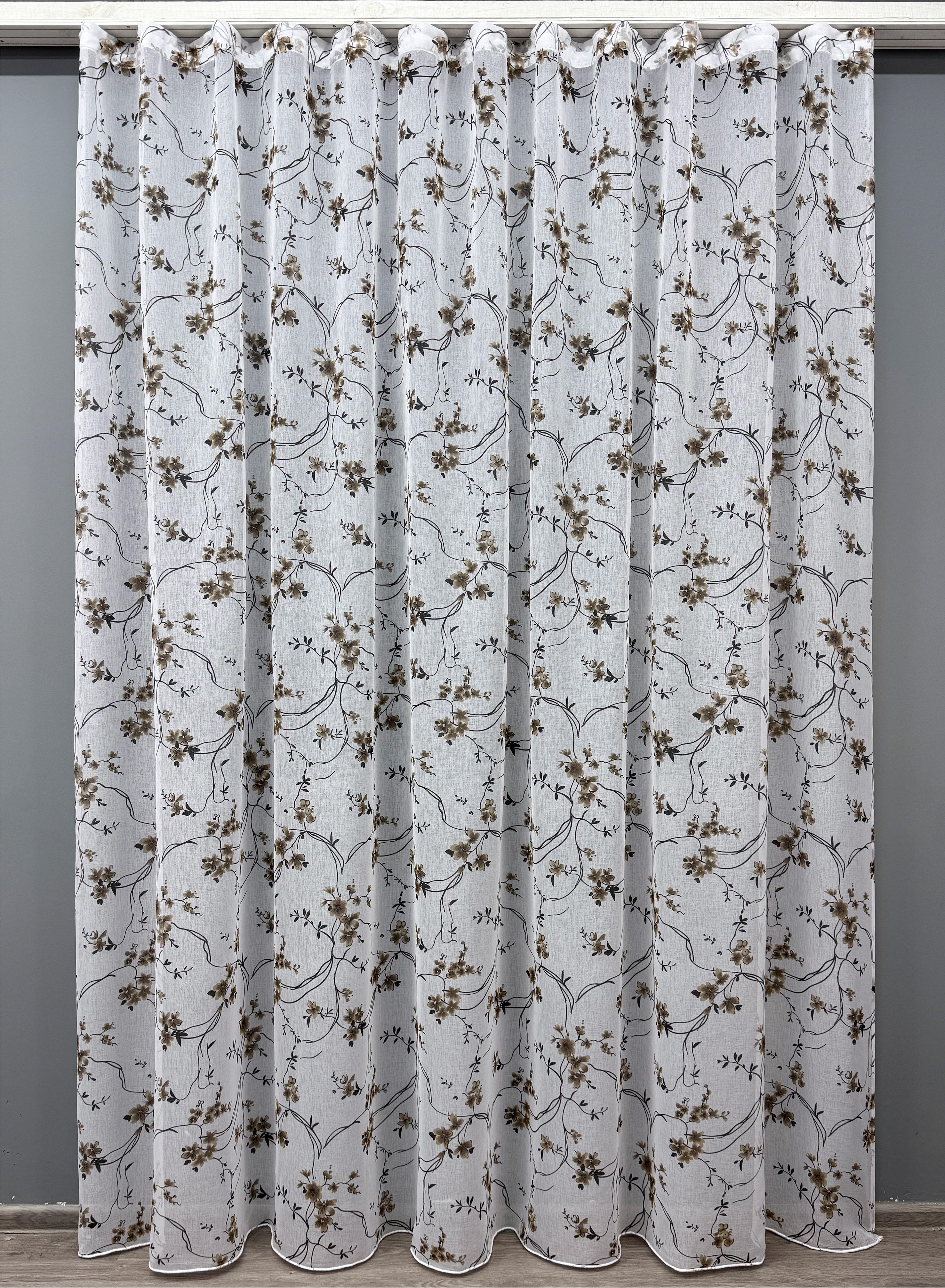 Тюль VR-Textil 1326т Flora батист 300х270 см Белый/Коричневый/Черный (42-0028)