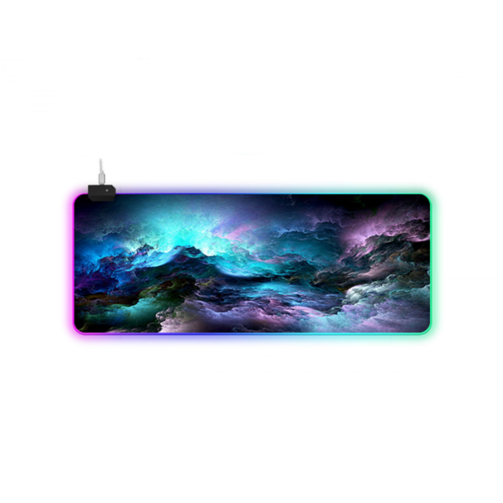 Игровая поверхность для компьютерной мыши и клавиатуры UKC G-613 RGB с подсветкой 80х30 см (3257)