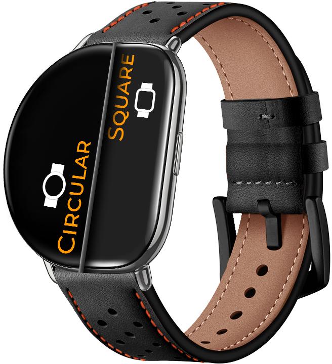 Ремешок кожаный Classico для ZEPP E Square/Circular Black/Orange (26336-54)
