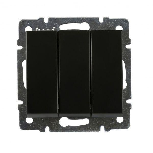 Выключатель трехклавишный Lezard Rain Антрацитовый (00000023042)