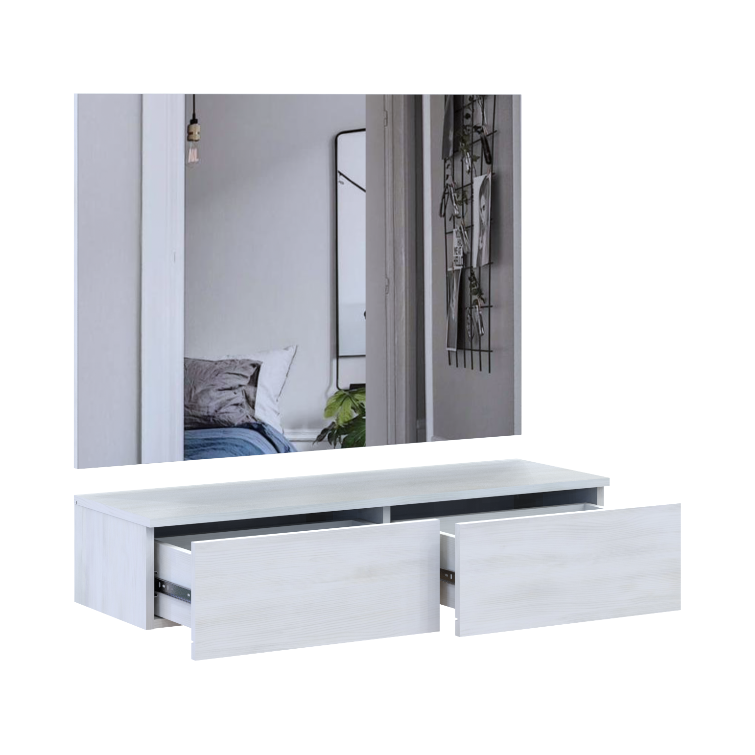 Тумба и зеркало Doros Левия 100х32х100 см Белое дерево (42005240) - фото 5