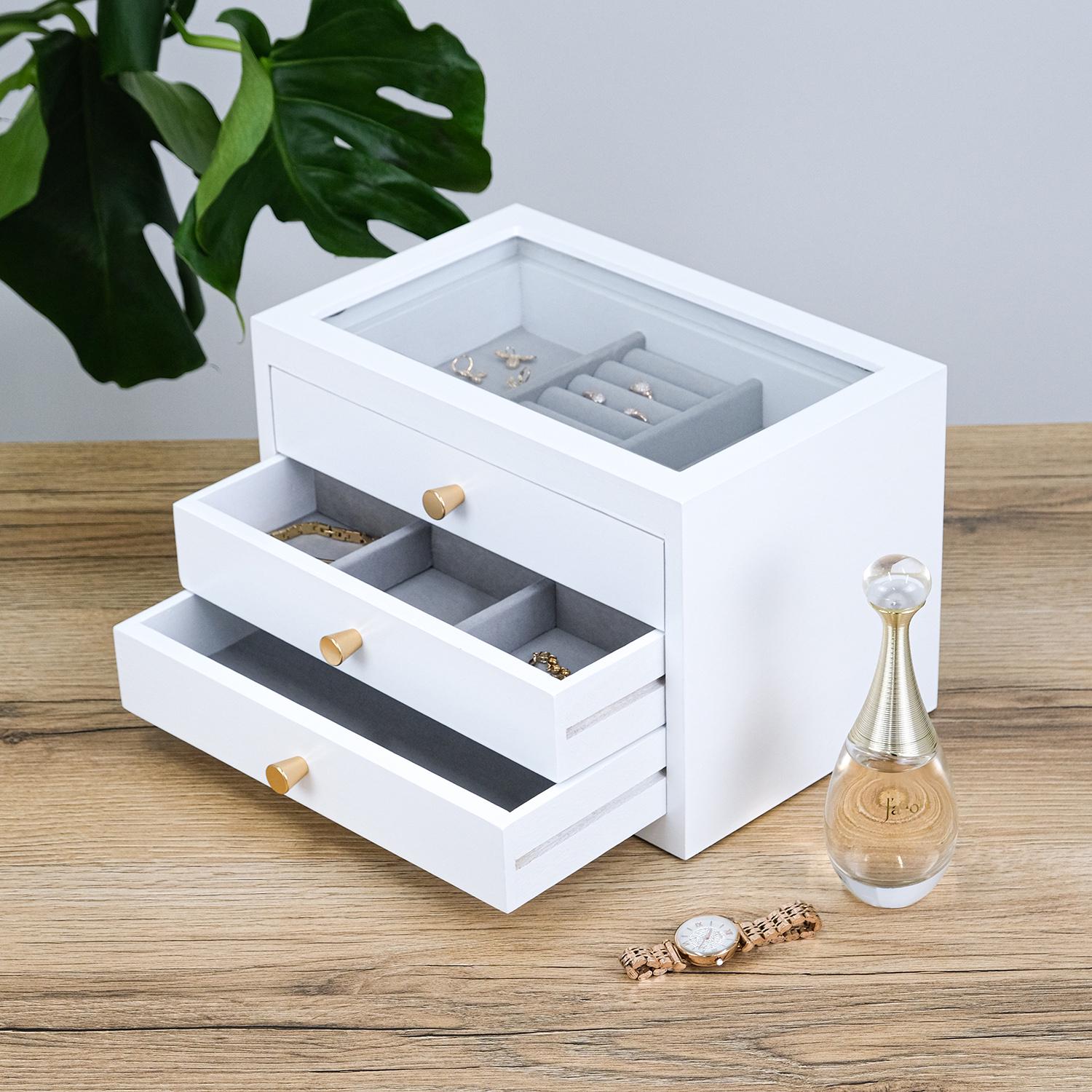 Шкатулка для украшений Гранд Презент деревянный трехслойный 30х19х18,5 см Белый (JZ-037-2)