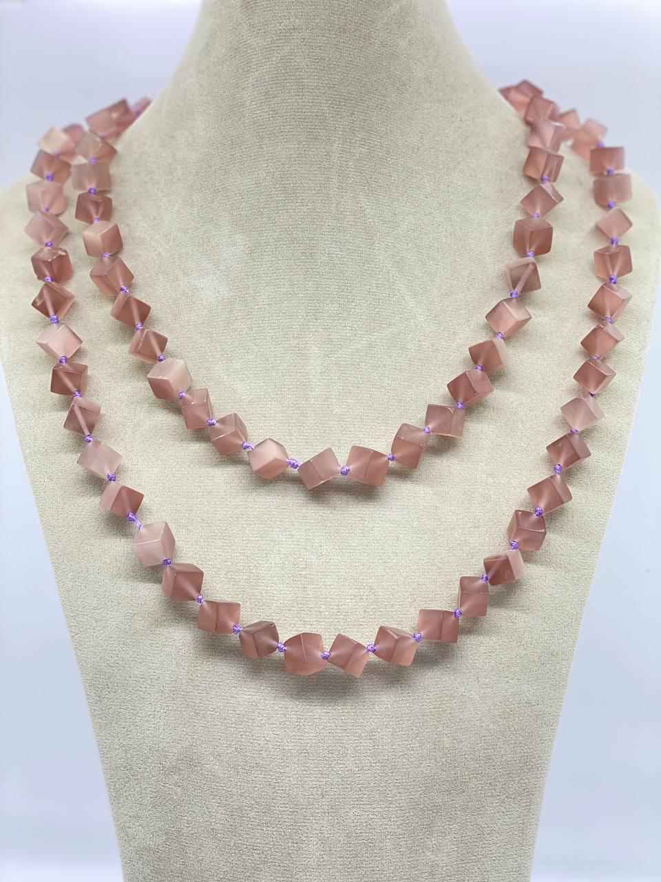 Бусы кошачий глаз 116 см Фиолетовый (1115)