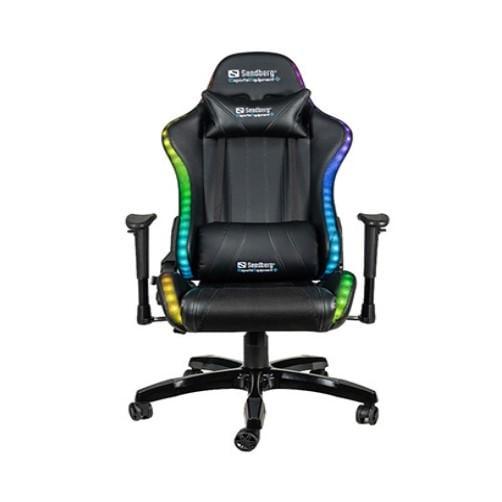 Кресло игровое Sandberg Commander RGB-подсветка эко-кожа до 150 кг Черный (605931)