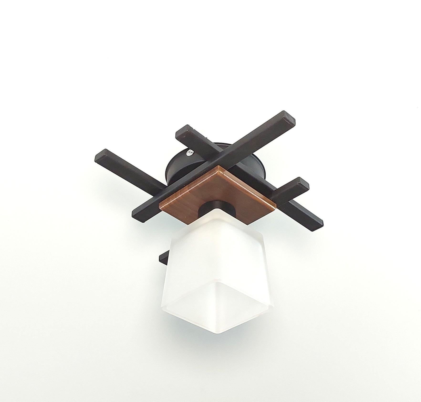 Люстра потолочная Оскар/1 на 1 плафон металлическая Черный/Коричневый