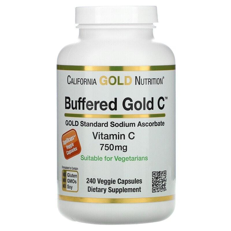 Витамины California Gold Nutrition Vitamin C Buffered Gold C 750 мг 240 капсул