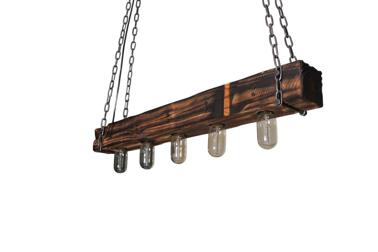 Потолочный светильник индустриальный Loft-Industrial 8,5x8,9x84 см Натуральное дерево/Сталь (LC5,8)