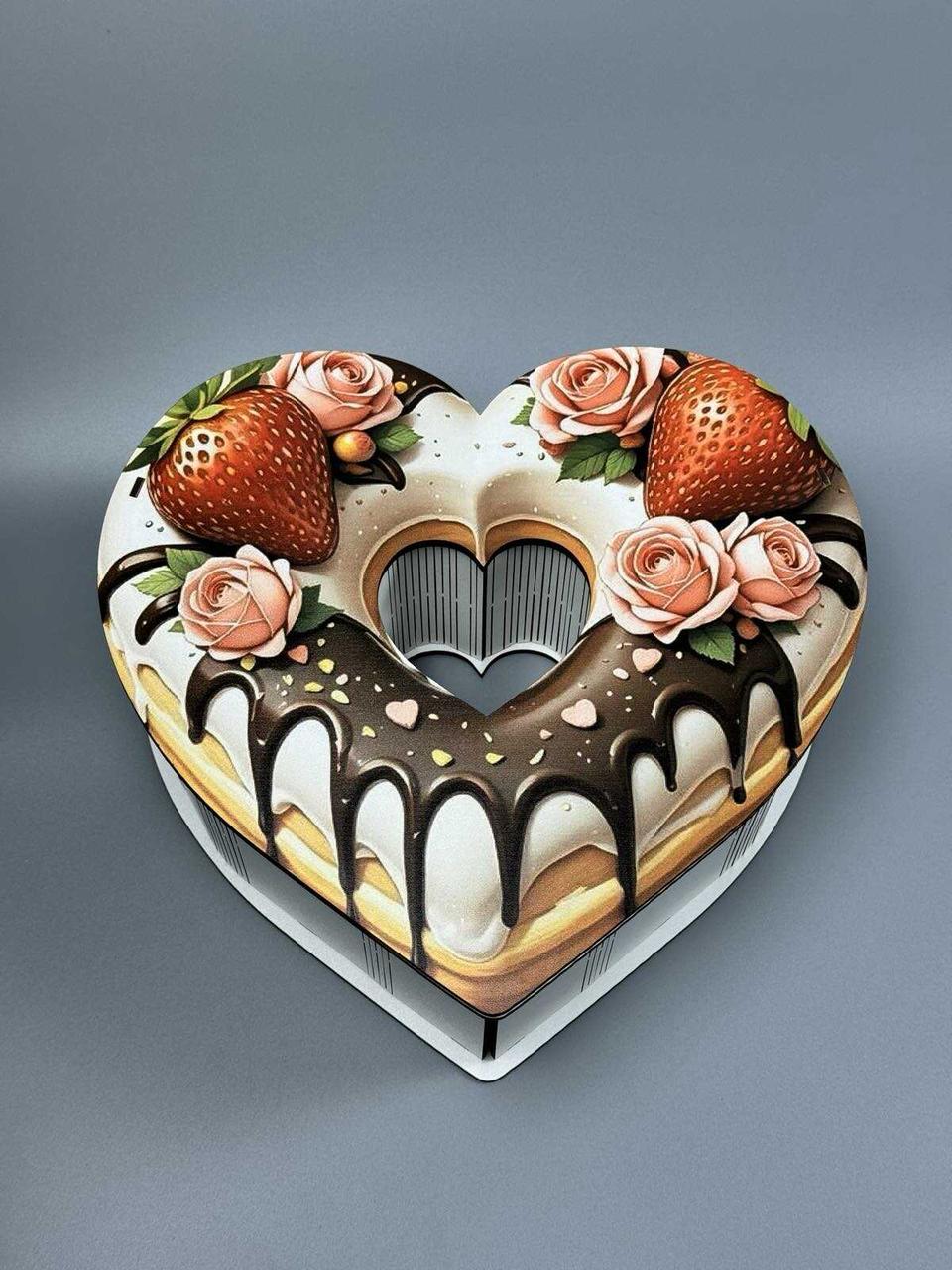 Подарункова коробка серце Пончик 28х26х9 см