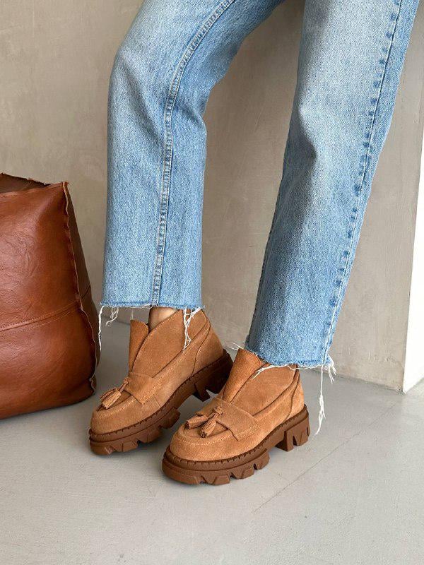 Лоферы женские замшевые с кисточкой демисезонные р. 41 Рыжий (8703-3д/41)