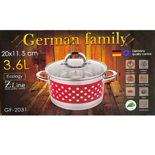 Каструля з нержавіючої сталі German Family GF-2031 з товстим дном 3,6 л Червоний (GF-2031) - фото 4