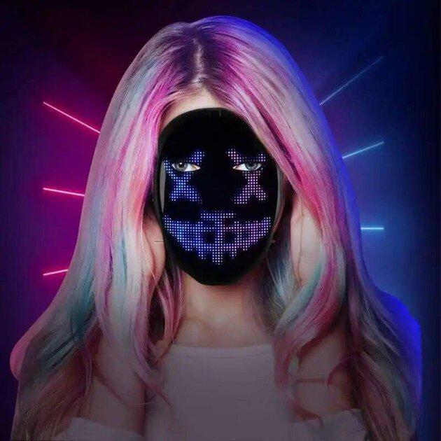 Маска светодиодная для лица на Helloween Bluetooth APP Control - фото 6