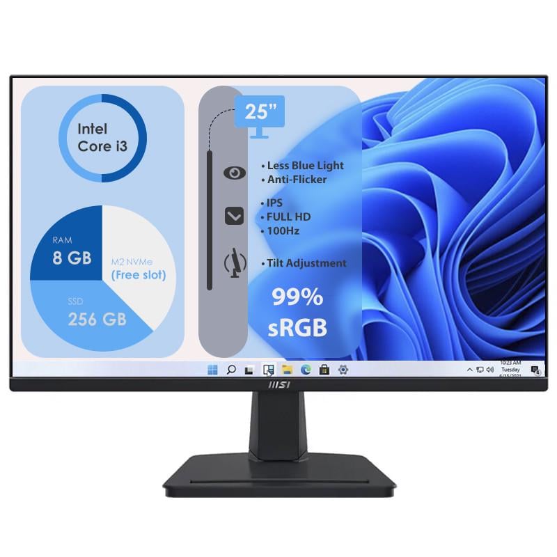 Моноблок міні-ПК MSI ProDesk 600 G3 s1151 Core i3-6100T/DDR4 8GB/SSD256 Гб SATA Wi-Fi 25" (32467845)