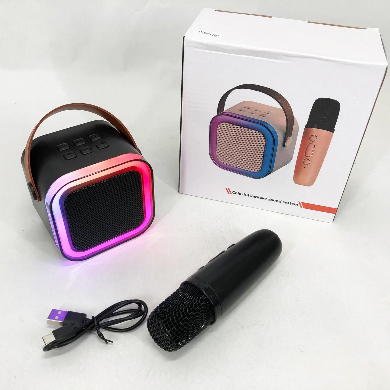 Колонка портативна з караоке мікрофоном та RGB підсвічуванням K12 /10W Bluetooth Чорний - фото 4