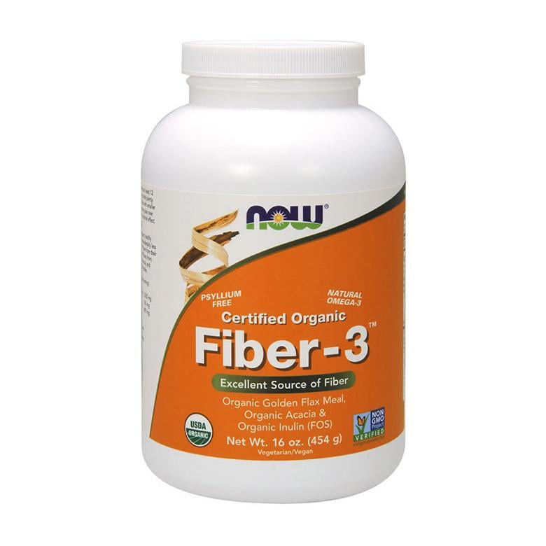 Клетчатка NOW Organic Fiber-3 органическая с льном акацией и инулином 454 г