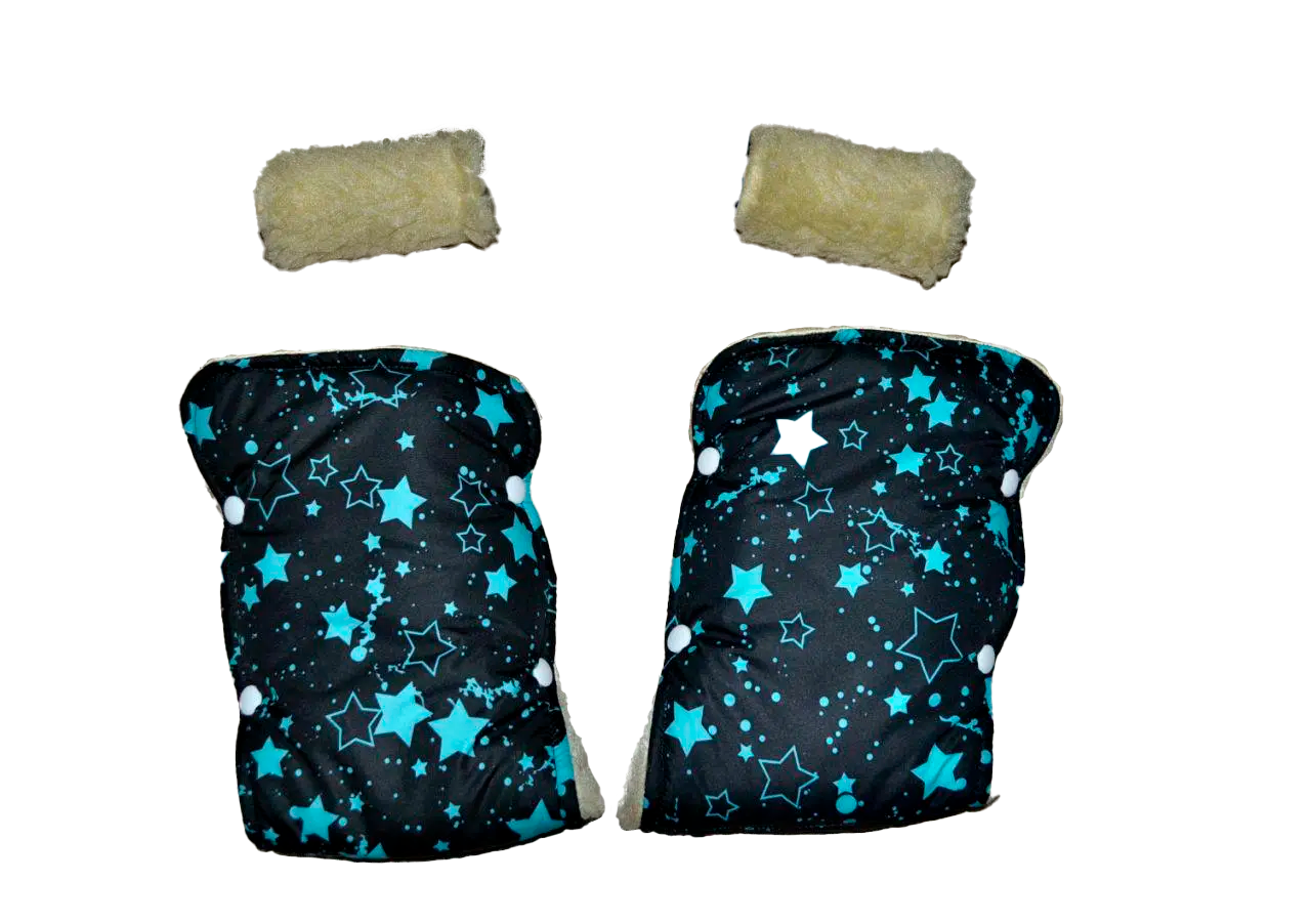 Муфта и перчатки для коляски/санок меховые Темно-синий (63-75-60)