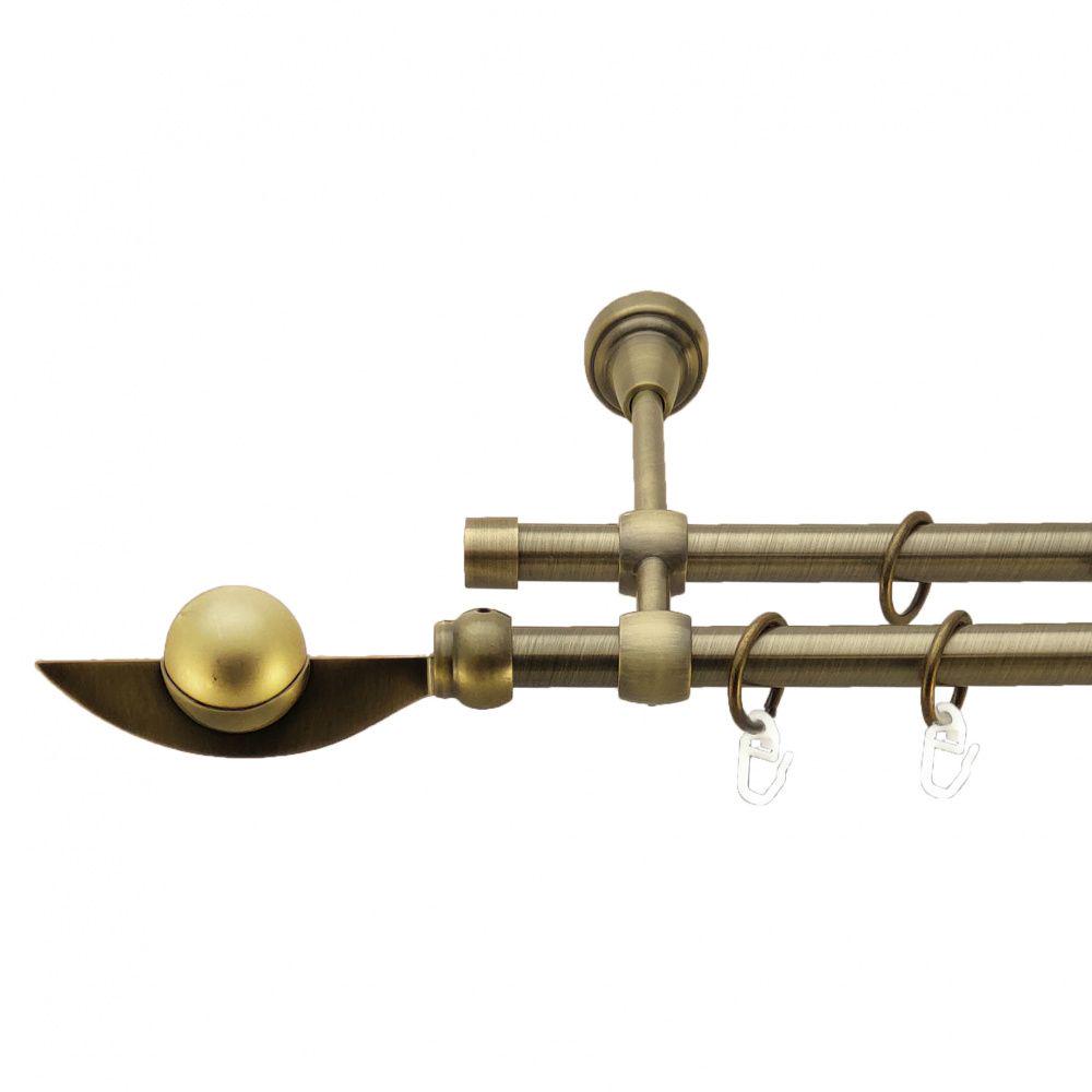 Карниз Orvit Фламінго металевий дворядний литий гладка труба кільце металеве 16/16 мм 240 см Антик (3527330)