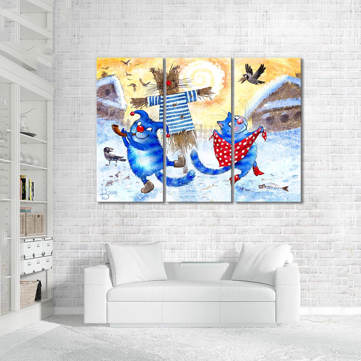 Модульная картина Проводы зимы Февраль 3 модуля 60x90 см