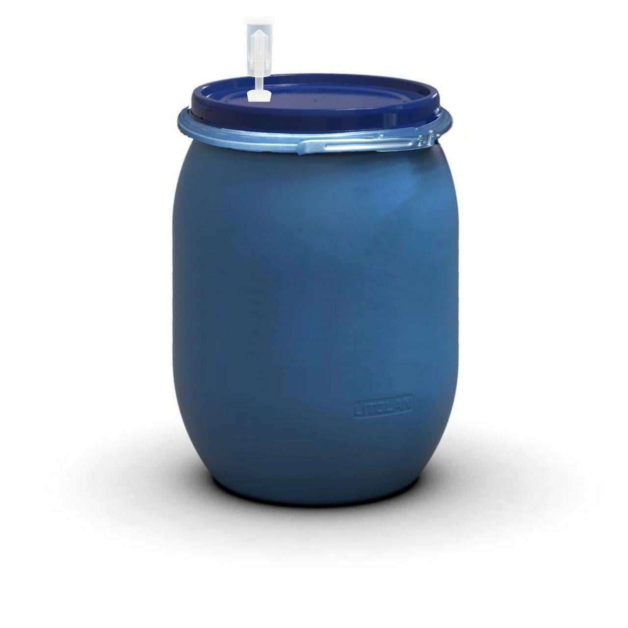 Бочка для брожения герметичная с металлическим хомутом и гидрозатвором U 130 л (27642М)