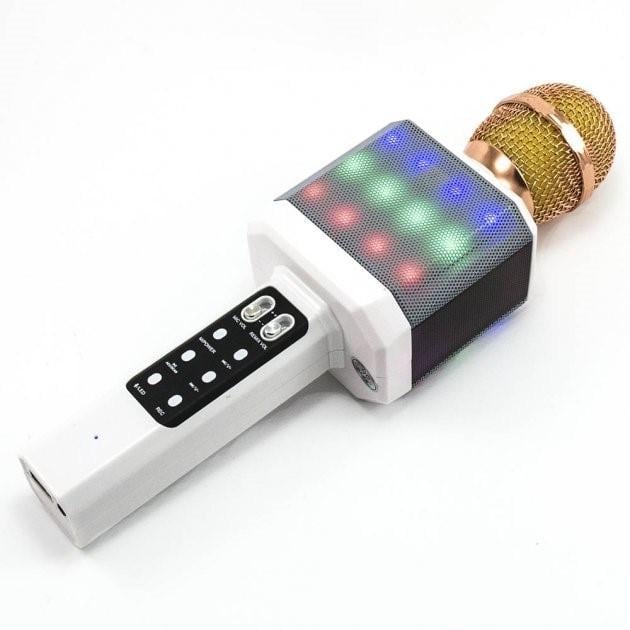 Микрофон для караоке Wester WS-1828 Bluetooth 1800 mAh RGB подсветка изменение голоса Белый/Черный (2721842755)