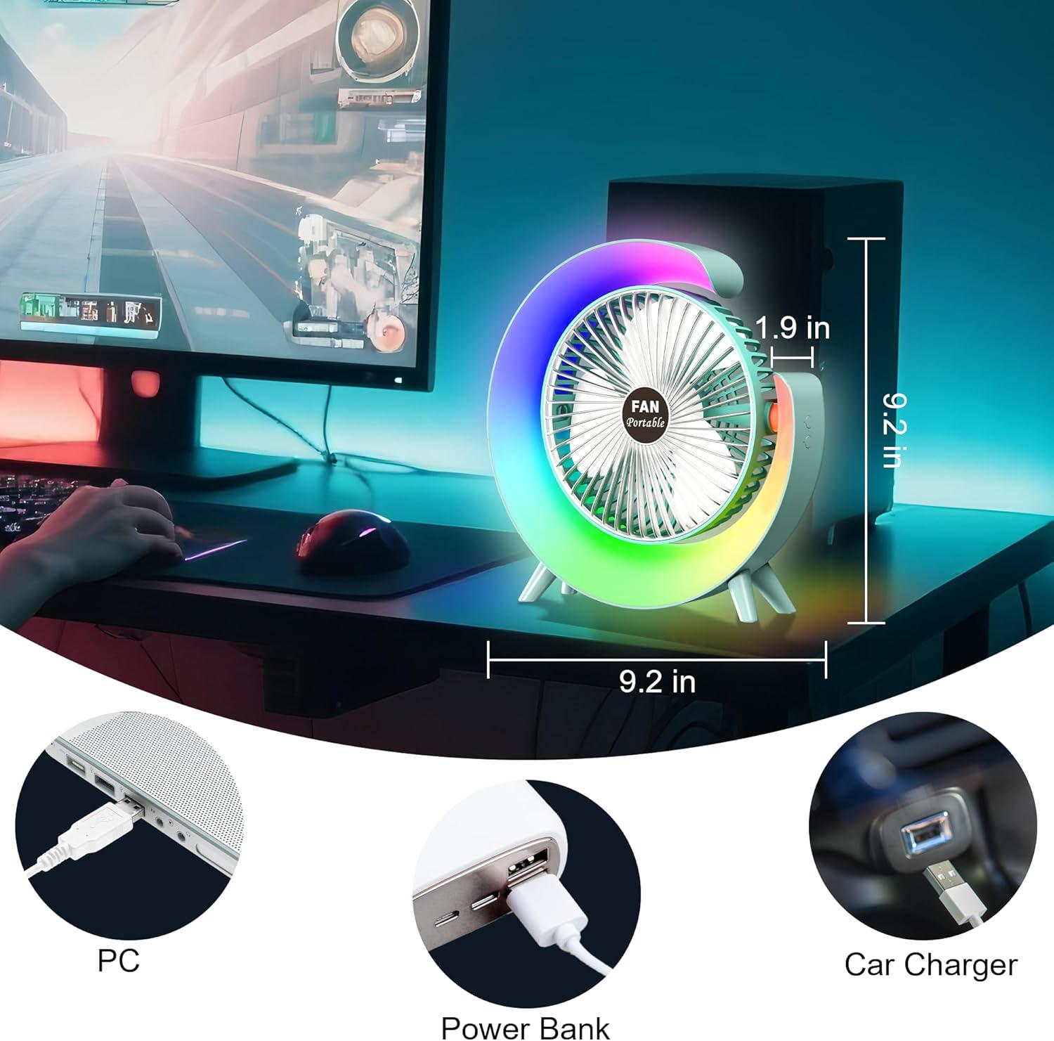 Вентилятор настільний портативний Mini fan-03 USB 3в1 з підсвічуванням 3 швидкості (17133) - фото 6 Вентилятор настільний портативний Mini fan-03 USB 3в1 з підсвічуванням 3 швидкості (17133) - фото 6