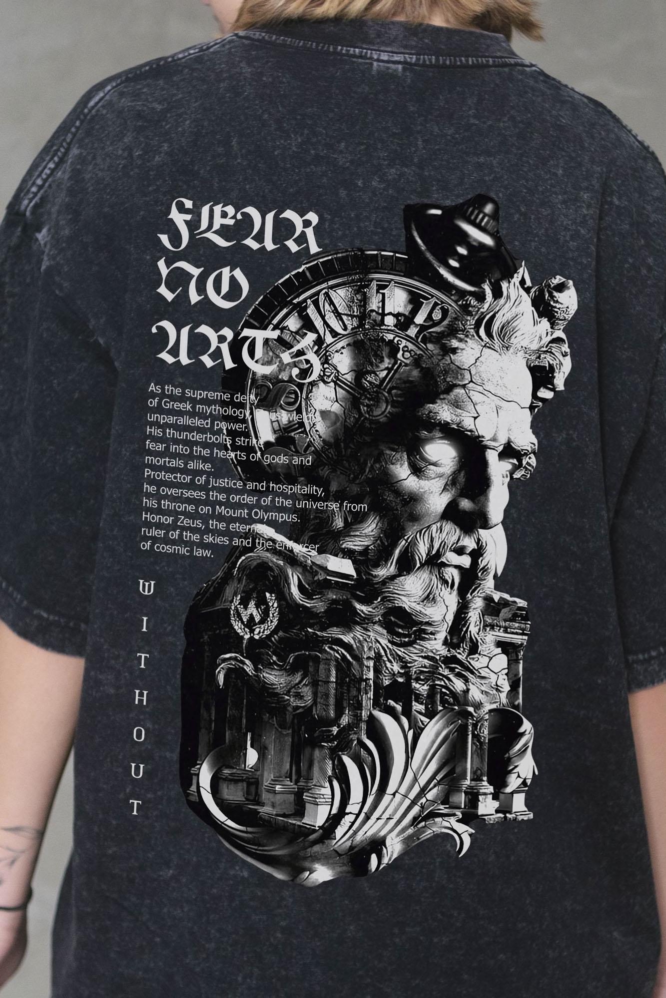 Футболка виварена Without Washed Оверсайз з принтом Greek S/M Black (S/M 8056146 8056147) - фото 6