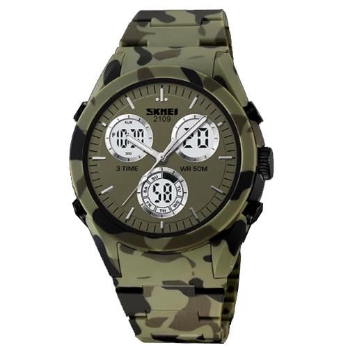 Наручные часы мужские Skmei 2109CMGN 46 мм Green Camouflage