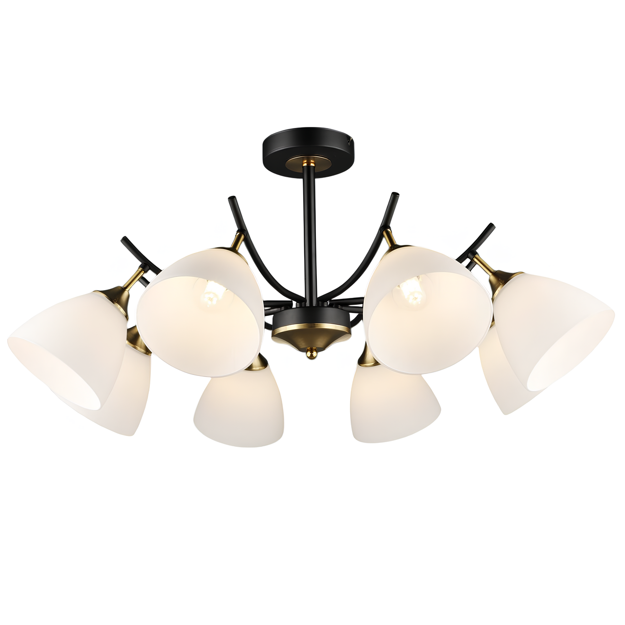 Люстра Valeso на восемь плафонов из стекла под лампы Е27 Черный/Медный (N6602/8)