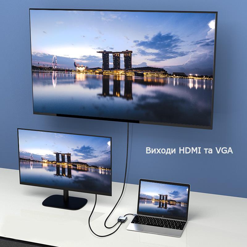 Хаб USB 4в1 для макбука/телефона DP Type C 4k HDMI-PD-USB C-USB 3.0 - фото 6