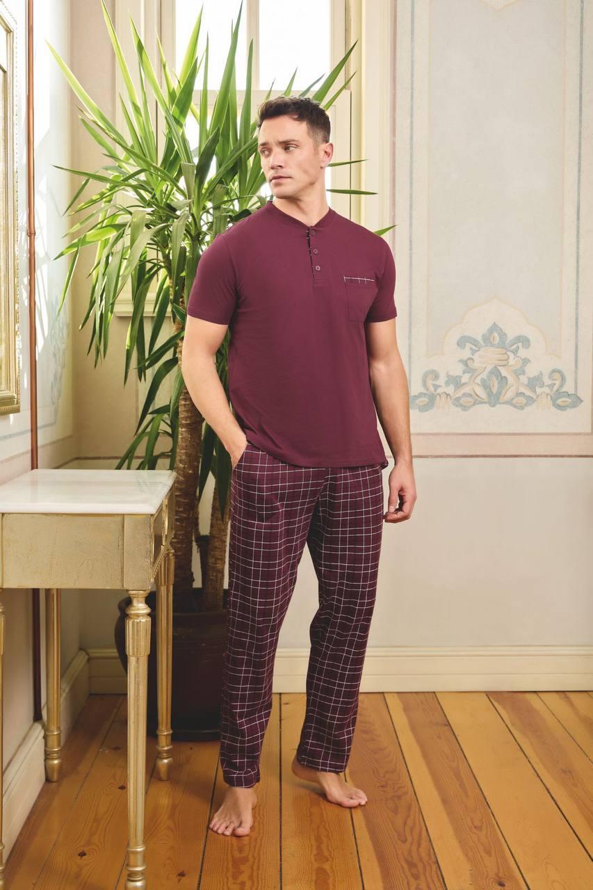 Пижама мужская хлопковая Cameron футболка на пуговицах и брюки в клетку 2XL Бордо (PJ6850-11) Пижама мужская хлопковая Cameron футболка на пуговицах и брюки в клетку 2XL Бордо (PJ6850-11)